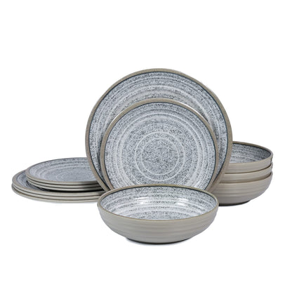 Melamine Dinnerware Set with Plates and Bowls for Everyday Use