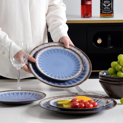 Melamine Dinnerware Set with Plates and Bowls for Indoor and Outdoor Use