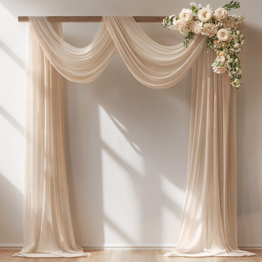 Sheer Wedding Arch Draping Fabric Curtains for Ceremony and Party Decor