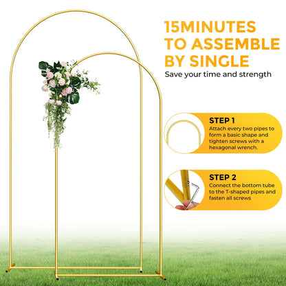 Gold Metal Wedding Arch Backdrop Stand Set for Party Decorations