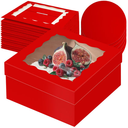 qiqee Cake Boxes 10x10x5 inch Bakery Box with Window 12packs Pastry Box