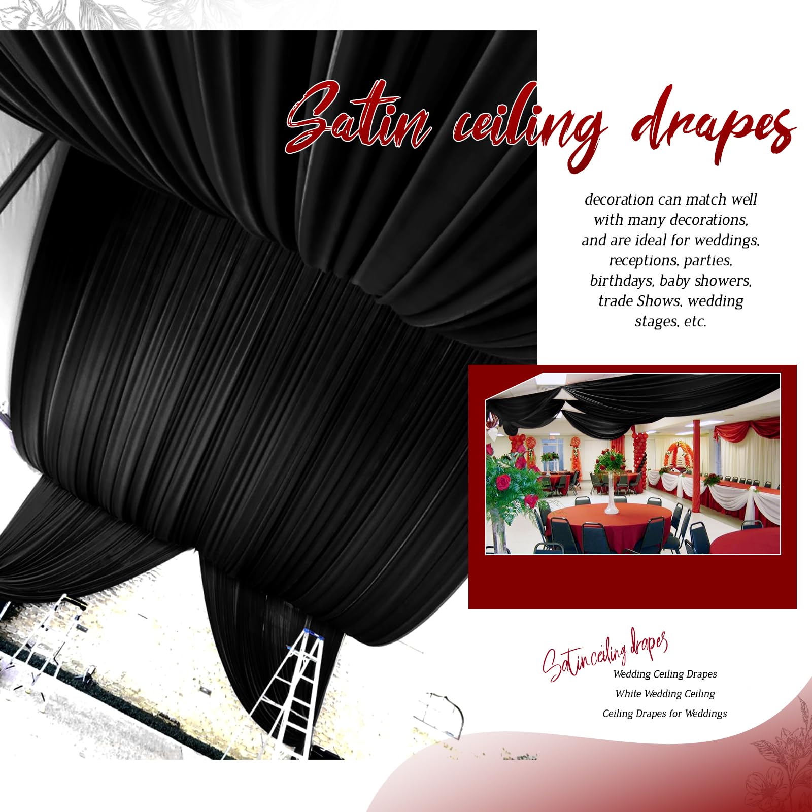 Satin Ceiling Drapes for Wedding Arch and Event Decor