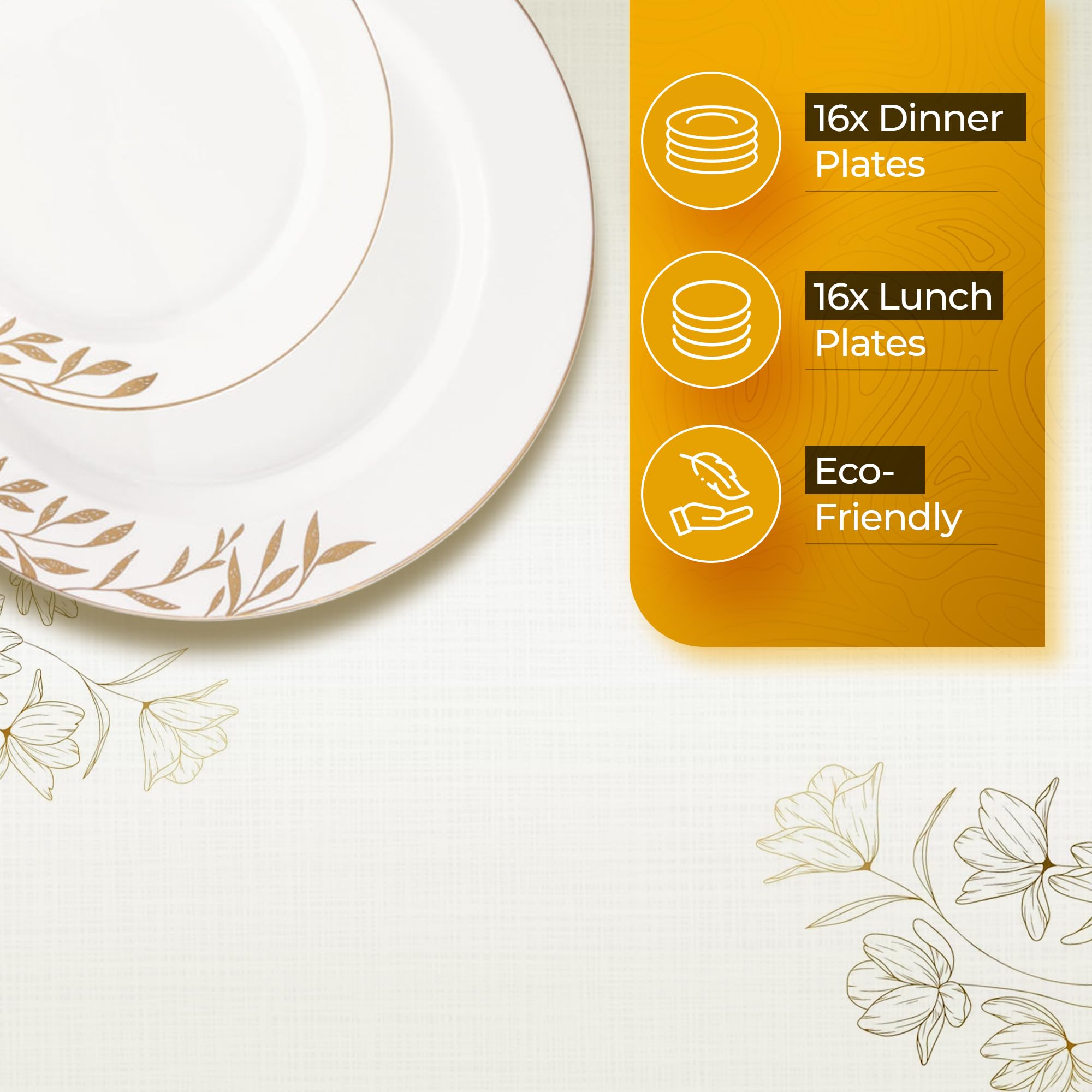 Elegant Disposable Plastic Plates Set with Dinner and Salad Plates