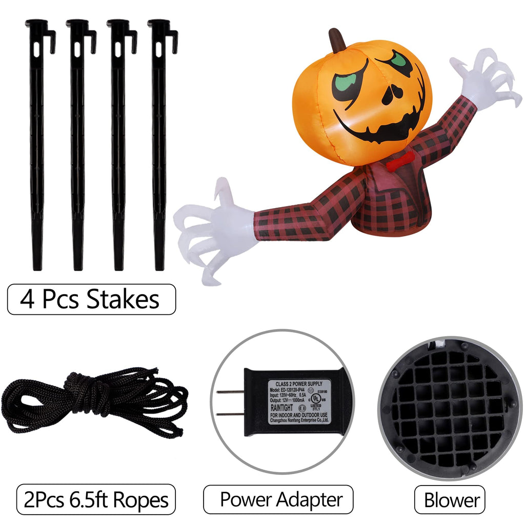 Youngfan 7FT Long Halloween Inflatable Outdoor Decorations Pumpkin Ghost