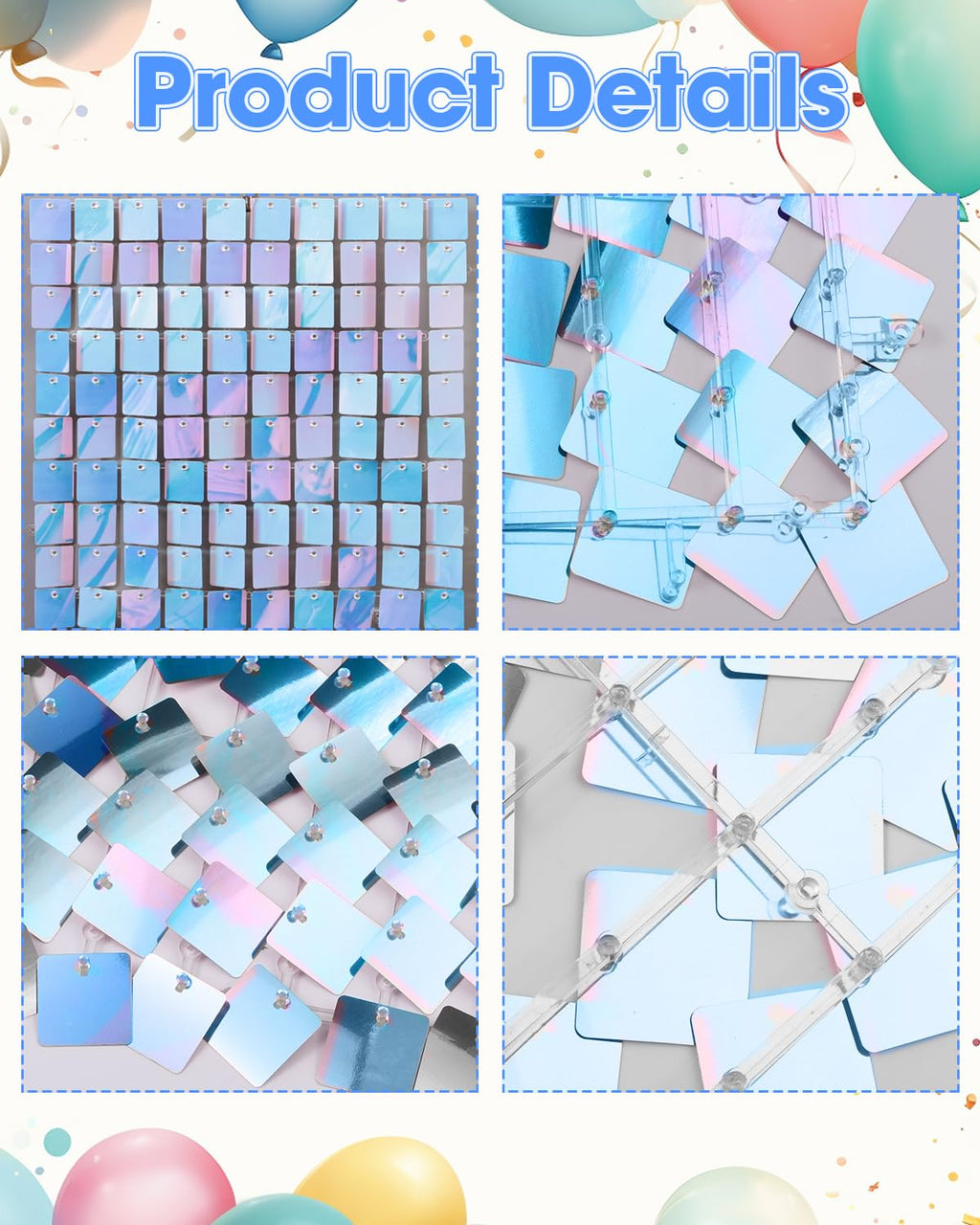 Iridescent Sequin Shimmer Wall Backdrop Panels for Party Decor