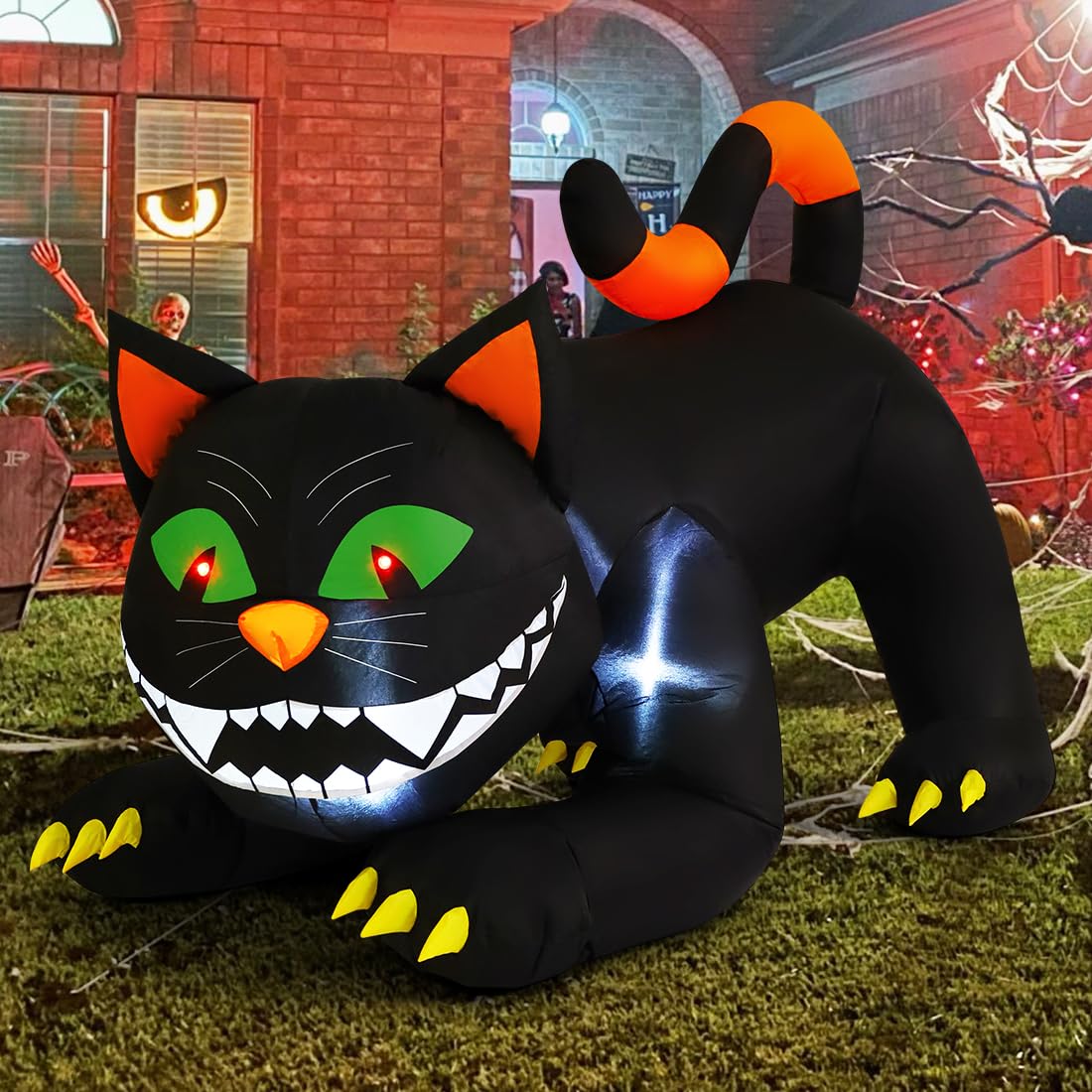 Halloween Black Cat Inflatable Outdoor Decoration with LED Lights