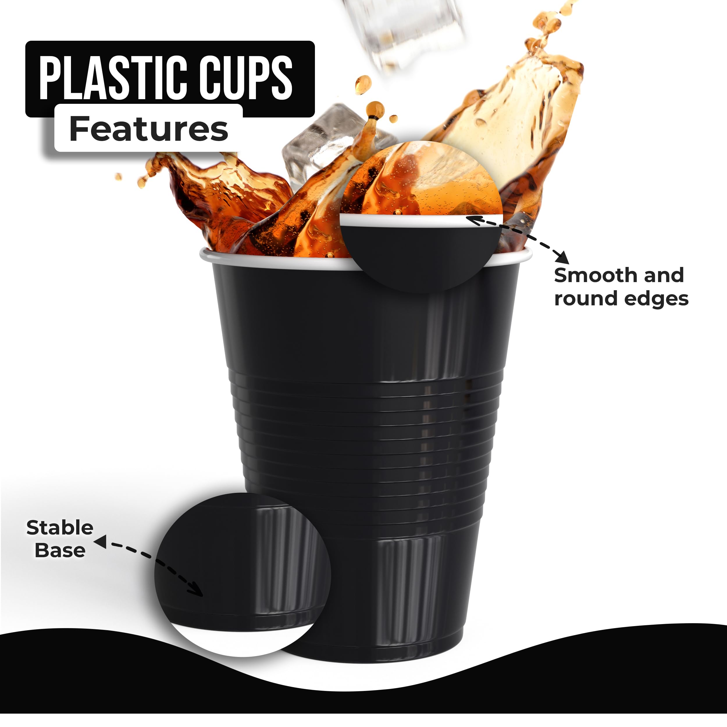 Party Solids 18oz Plastic Cups - 50 Pack