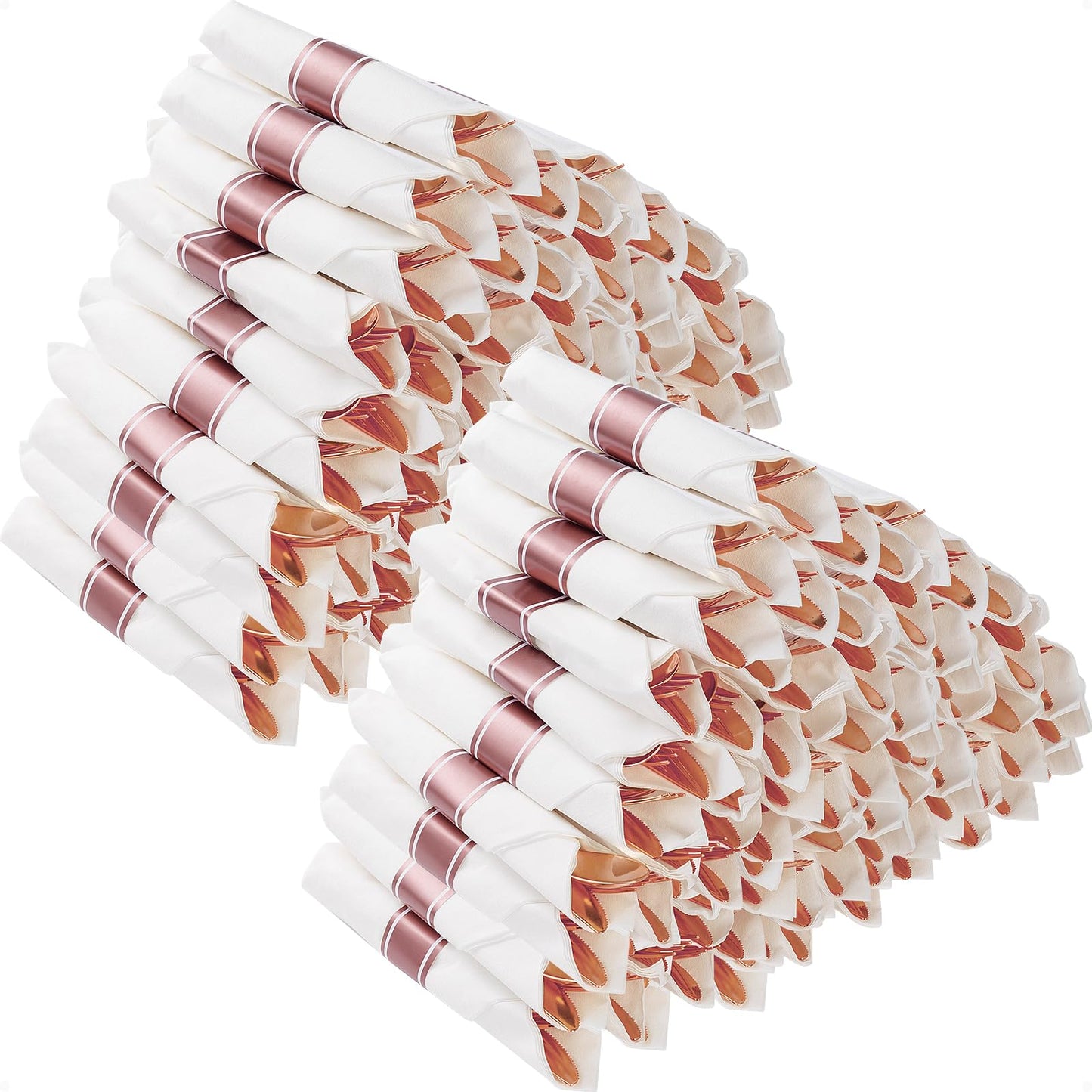Wrapped Disposable Silverware Set with Forks, Knives, Spoons and Napkins