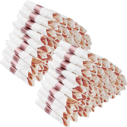 Wrapped Disposable Silverware Set with Forks, Knives, Spoons and Napkins