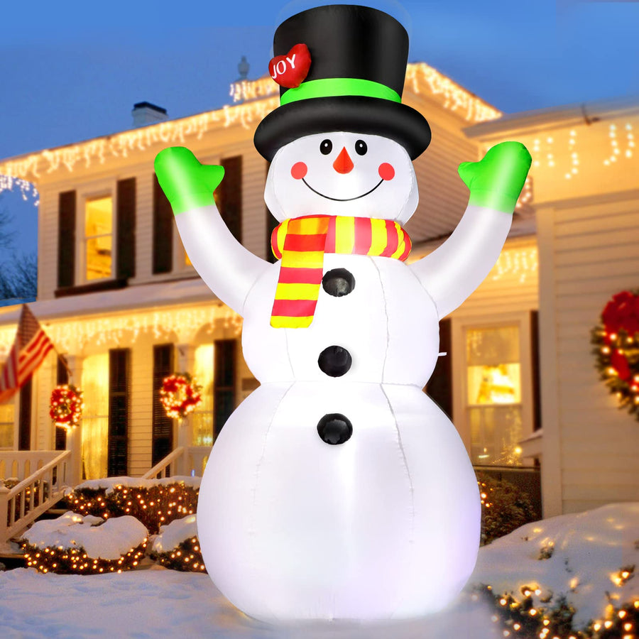 Christmas Snowman Inflatable Outdoor Decoration with LED Lights and Magic Hat