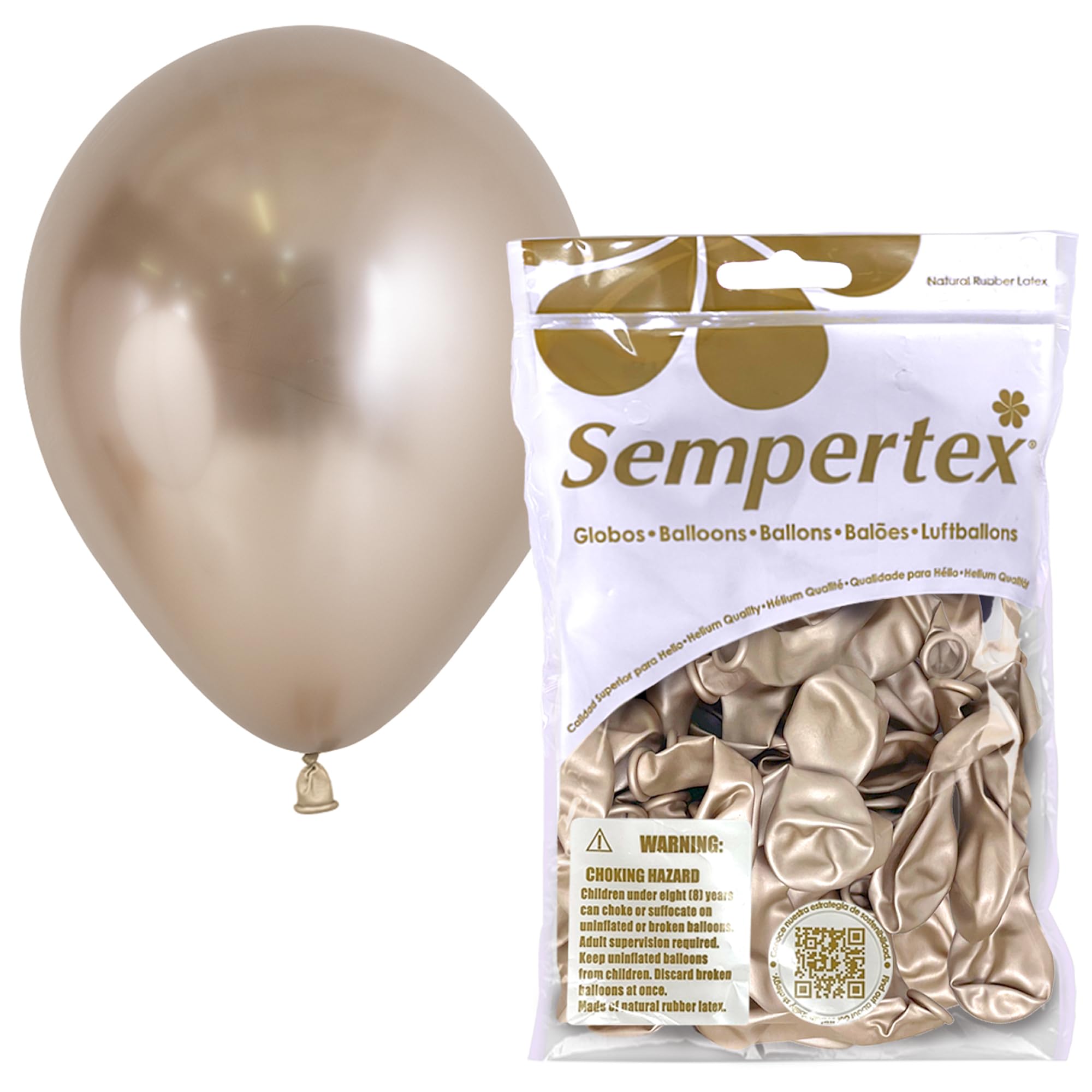 Sempertex Reflex Round Champagne Balloons, Latex, 5 Inch, 50 Pcs