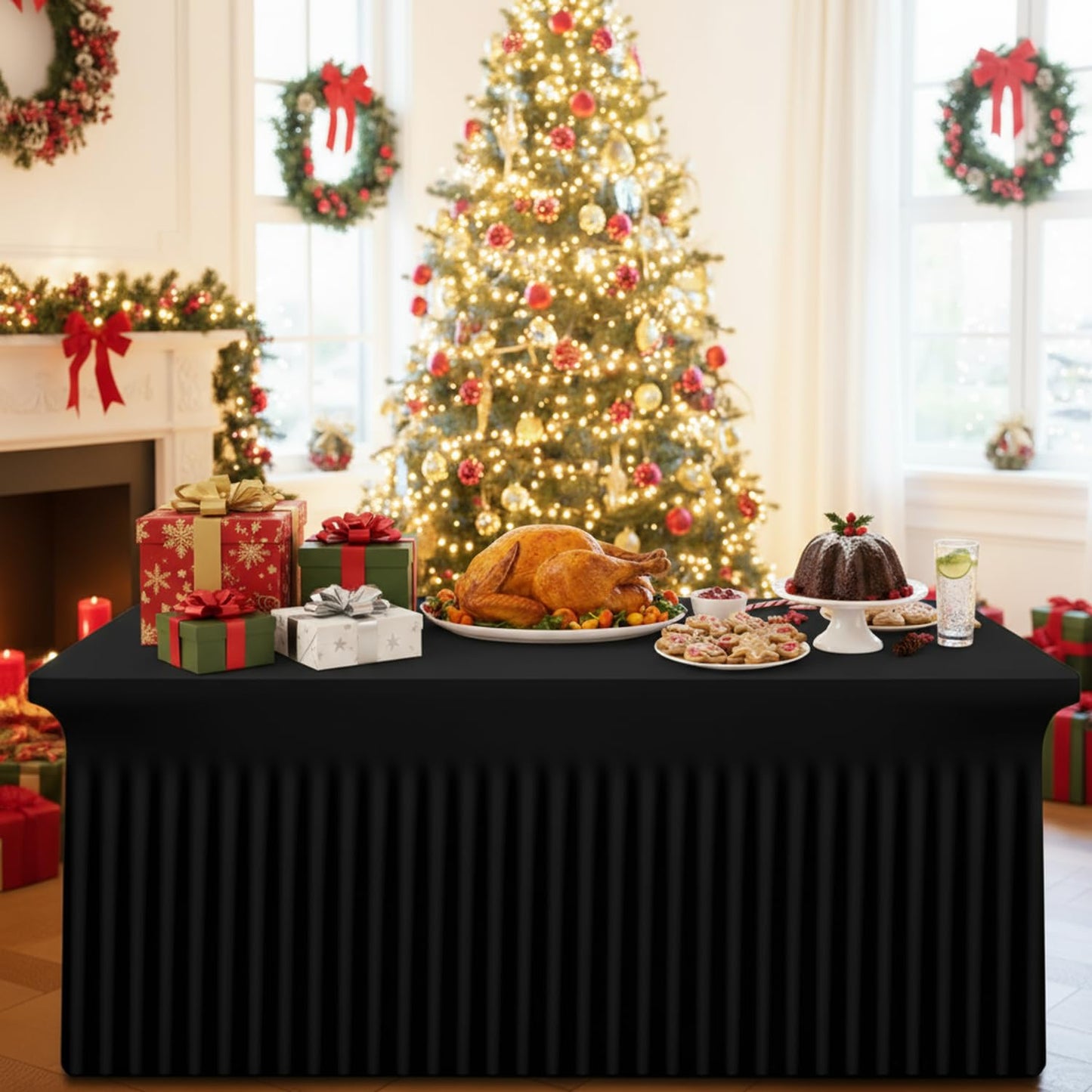 Stretch Fitted Tablecloth for Wedding, Banquet and Party Events
