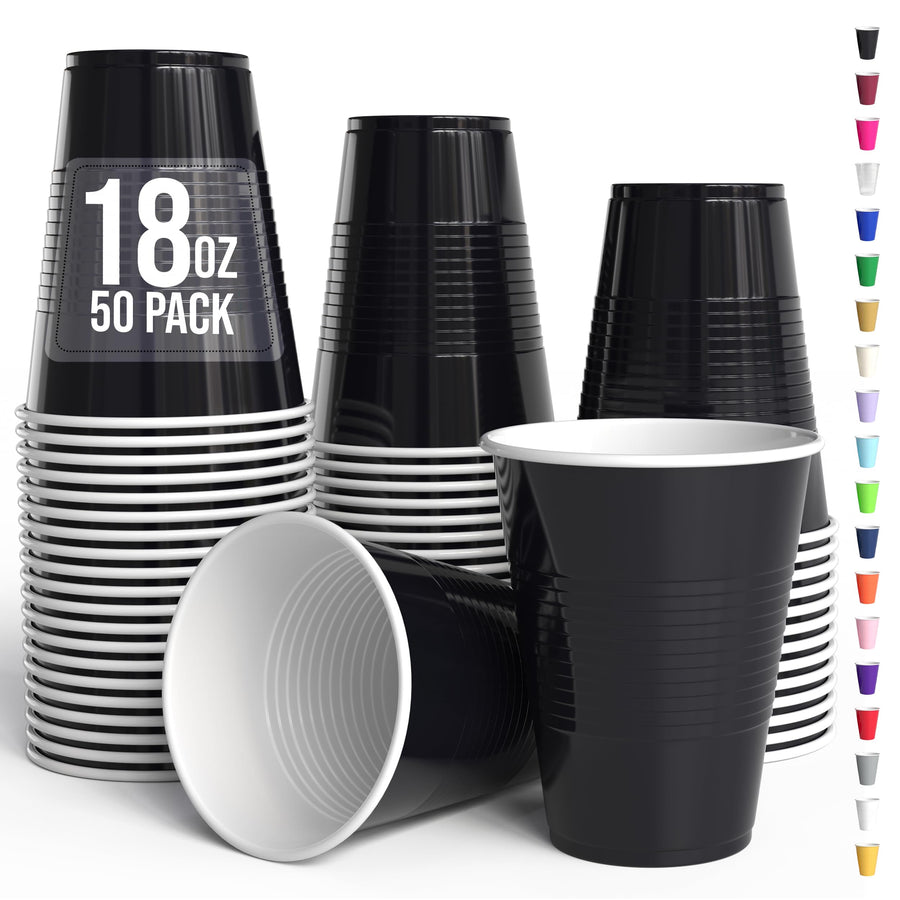 Party Solids 18oz Plastic Cups - 50 Pack
