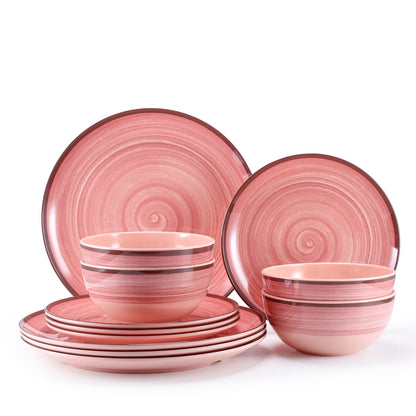 Green Melamine Dinnerware Set with Plates and Bowls for Camping and RV Use