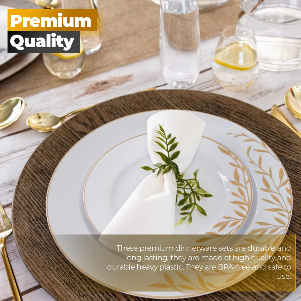 Elegant Disposable Plastic Plates Set with Dinner and Salad Plates