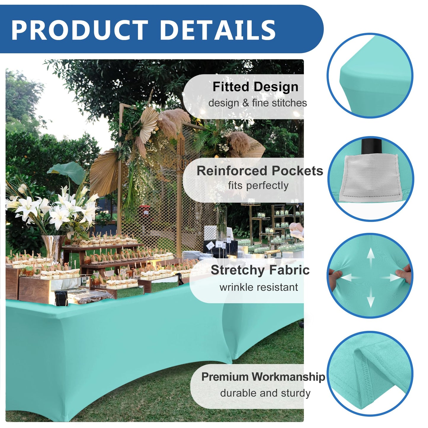 Spandex Table Cloths for Rectangle Tables-Fitted Stretch Table Cover