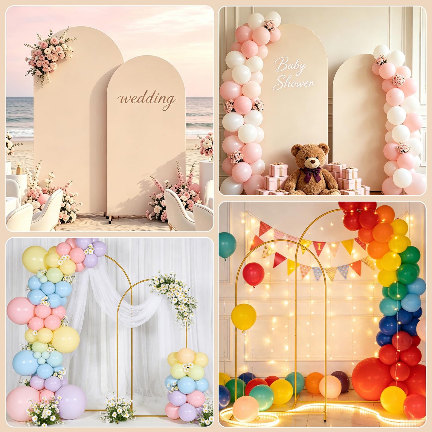 Gold Metal Arch Backdrop Stand for Wedding and Party Decorations