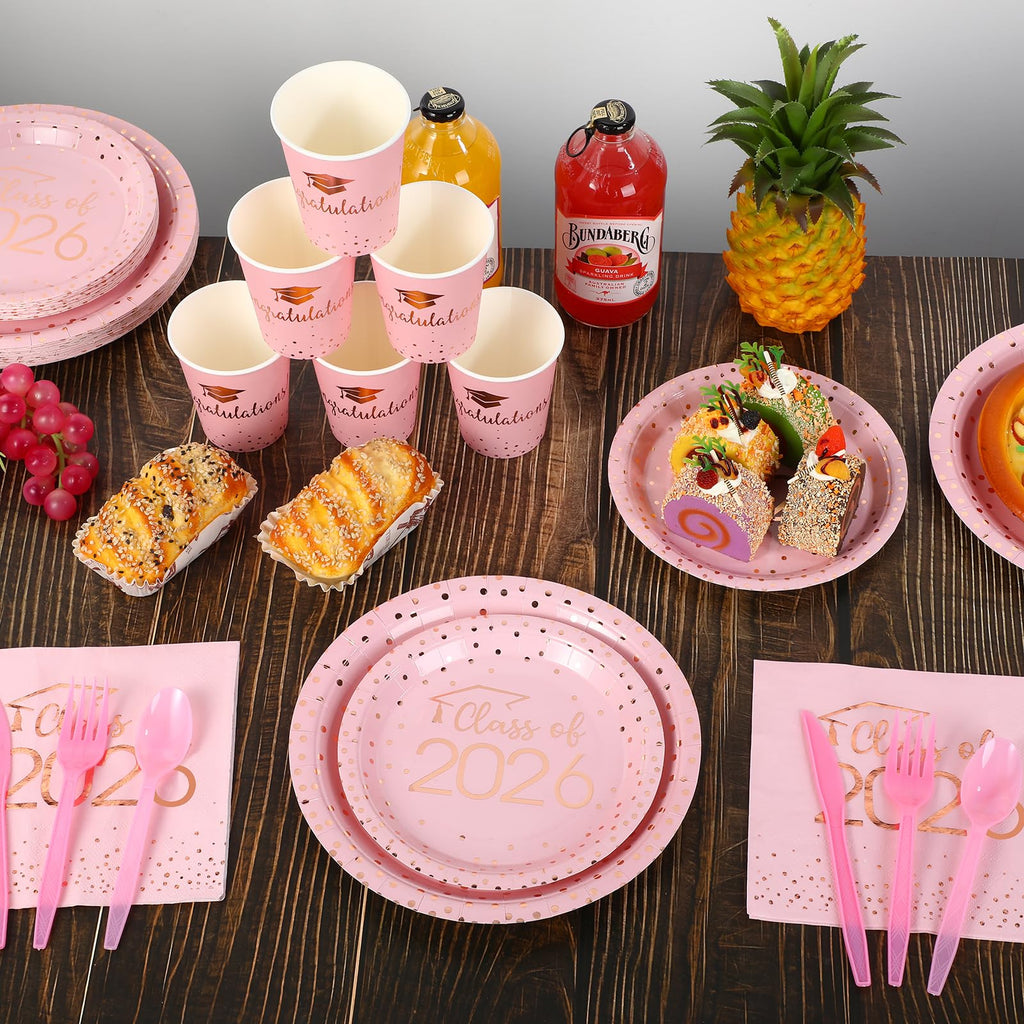 MASHAN white graduation plates and napkins set