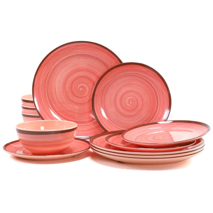 Melamine Dinnerware Set with Plates and Bowls for Indoor and Outdoor Use
