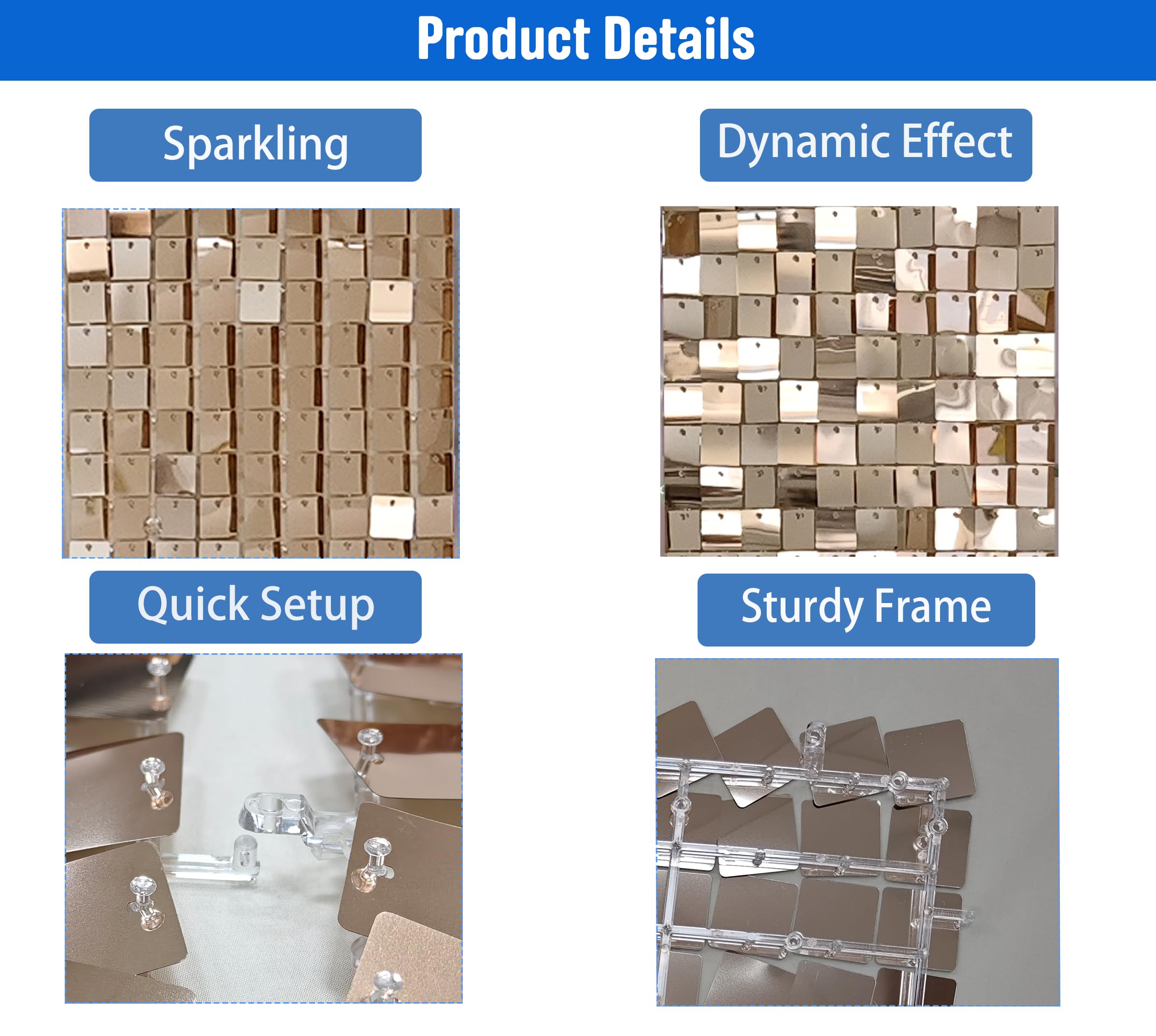 Ozikutech 24 Pcs Shimmer Wall Backdrop Panels for Party Decoration