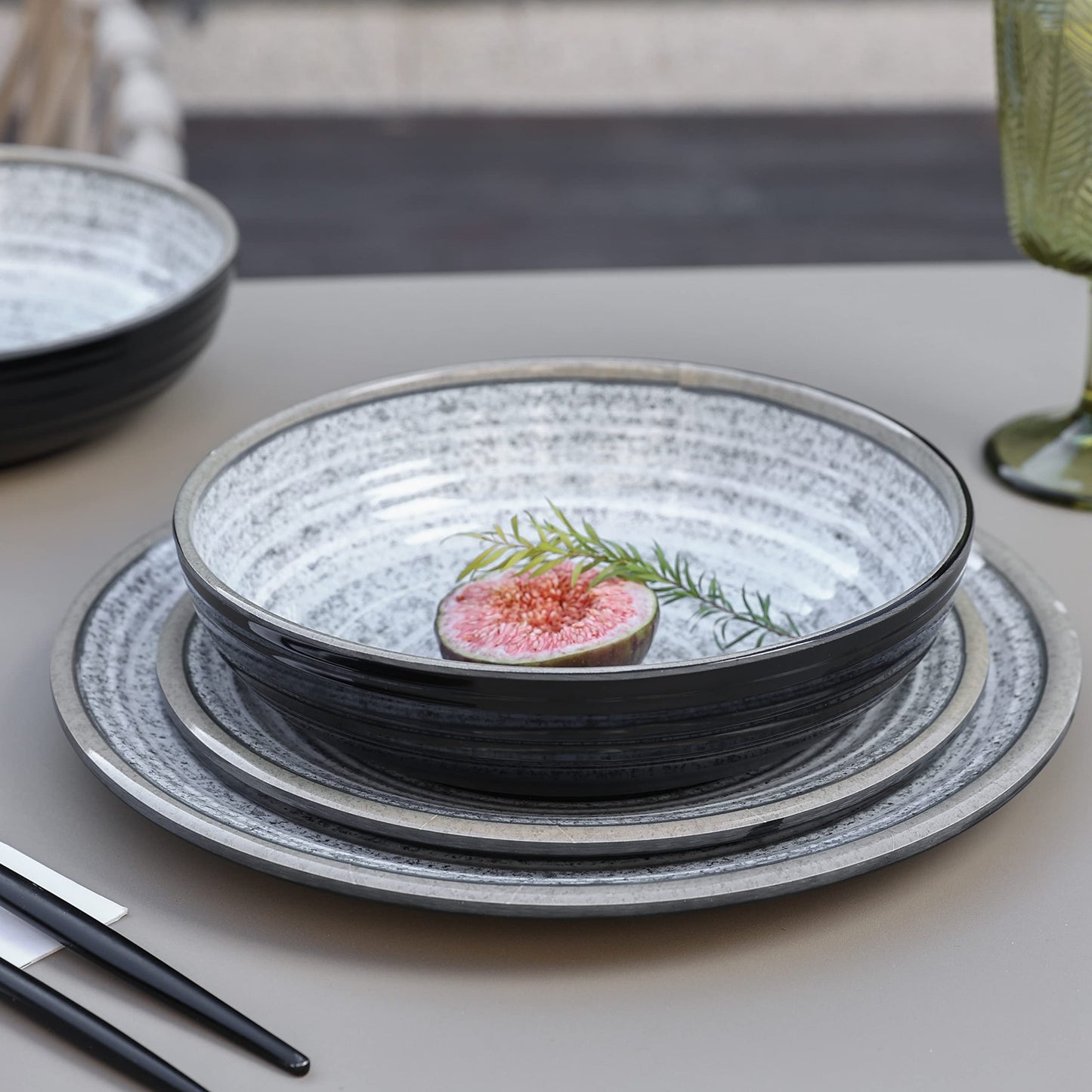 Melamine Dinnerware Set with Plates and Bowls for Everyday Use