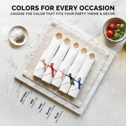 Bamboo Cutlery Set with Rolled Napkins for Weddings and Parties