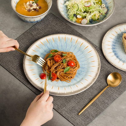 Melamine Dinnerware Set with Plates and Bowls for Indoor and Outdoor Use