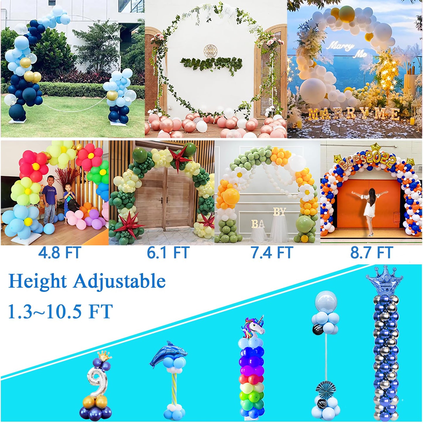 Adjustable Round Balloon Arch Stand Kit for Wedding and Party Decor