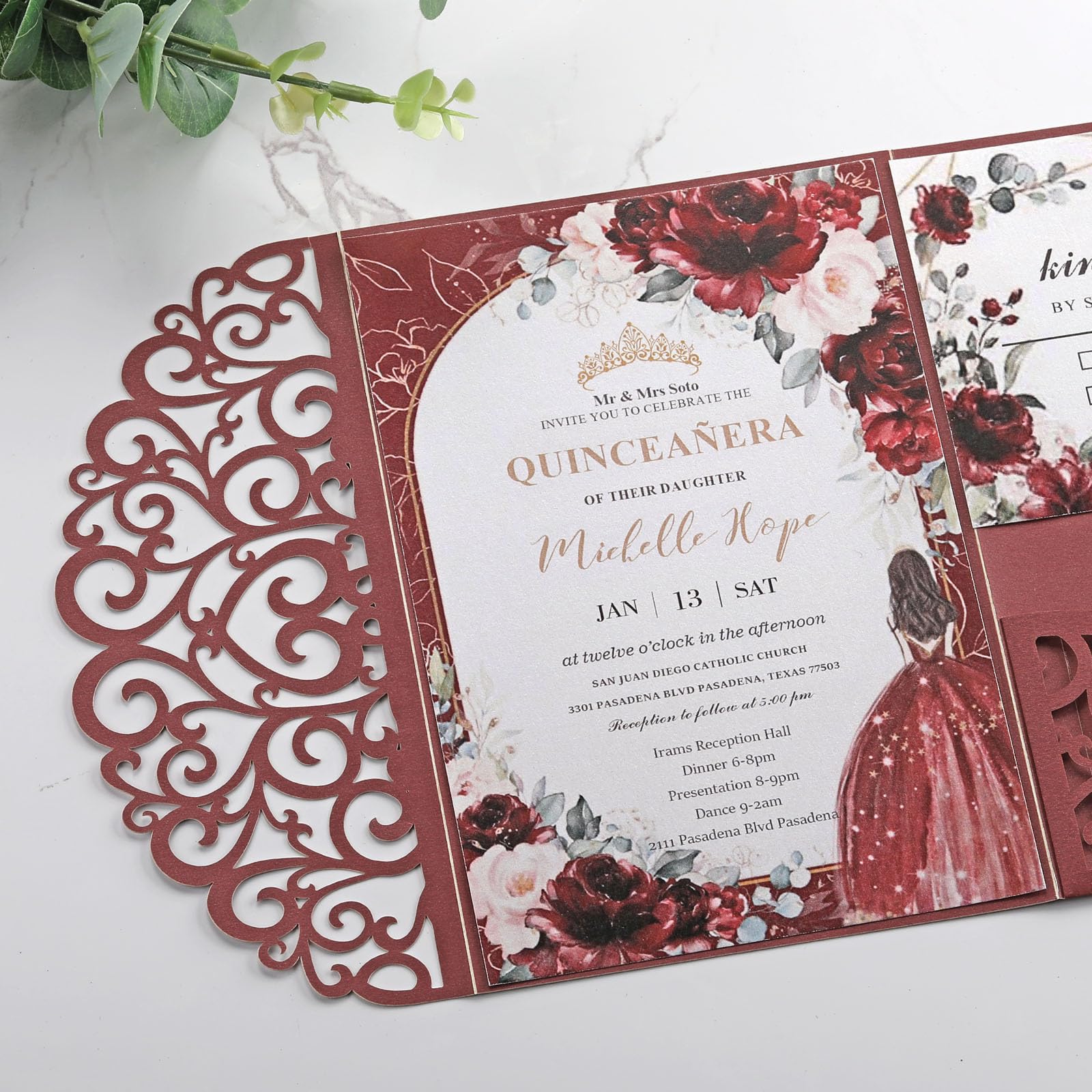 Laser Cut Wedding Invitations with Envelopes and RSVP Cards