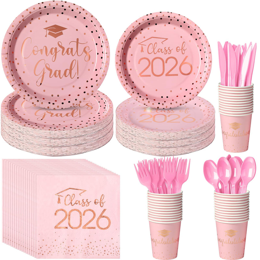 MASHAN white graduation plates and napkins set