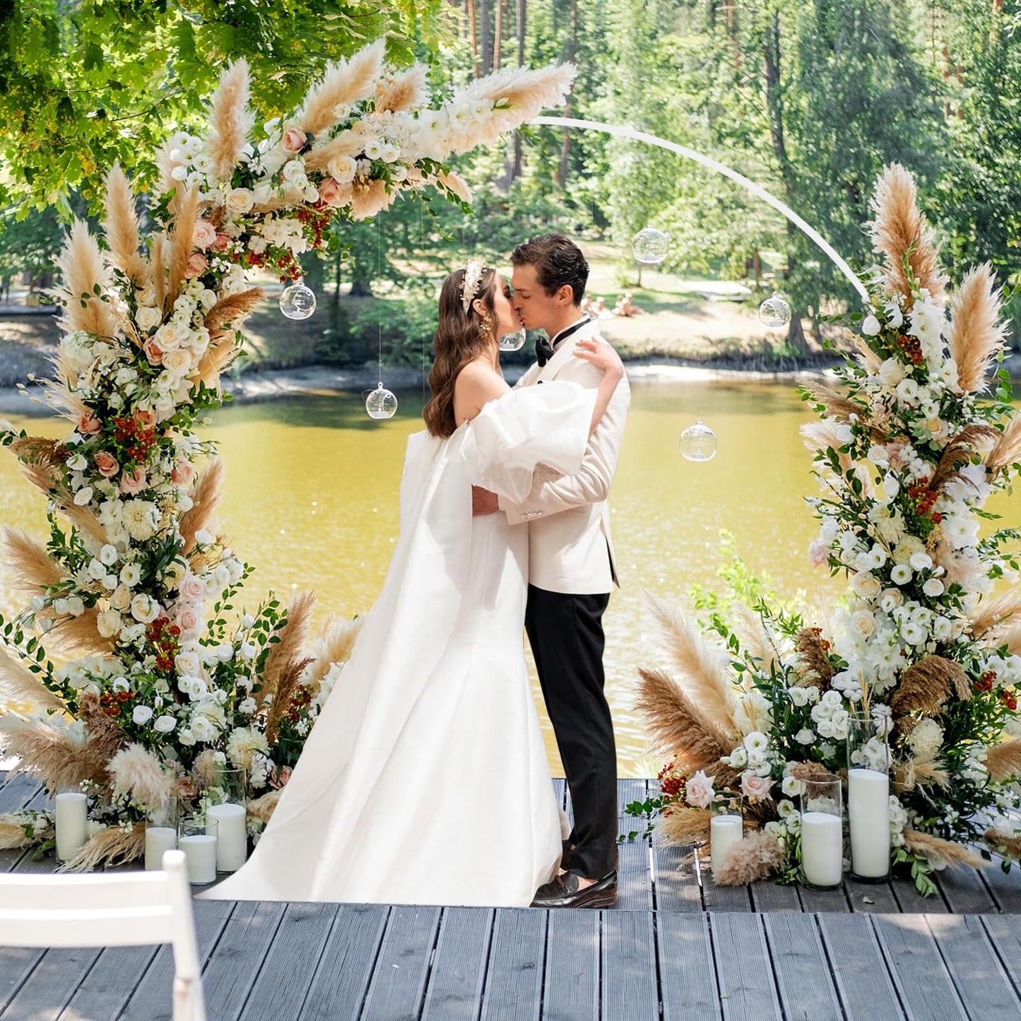Gold Round Wedding Arch Backdrop Stand for Floral and Party Decor