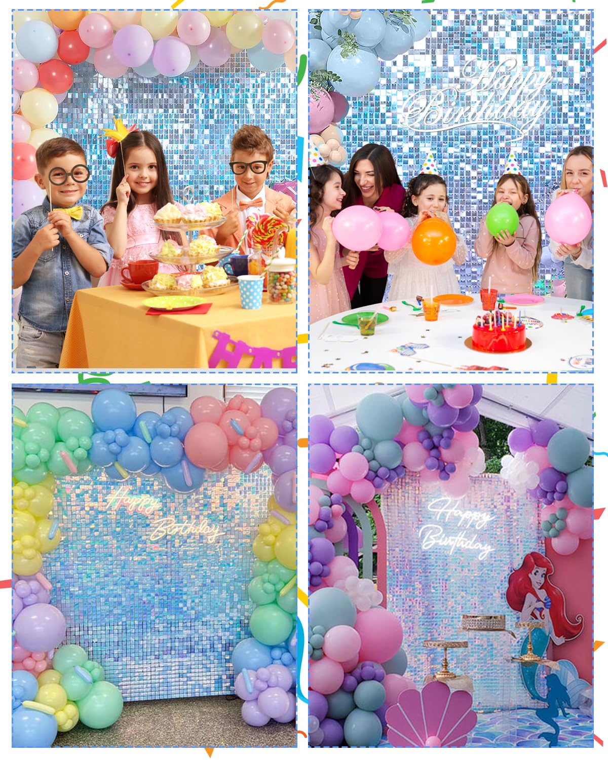 Iridescent Sequin Shimmer Wall Backdrop Panels for Party Decor