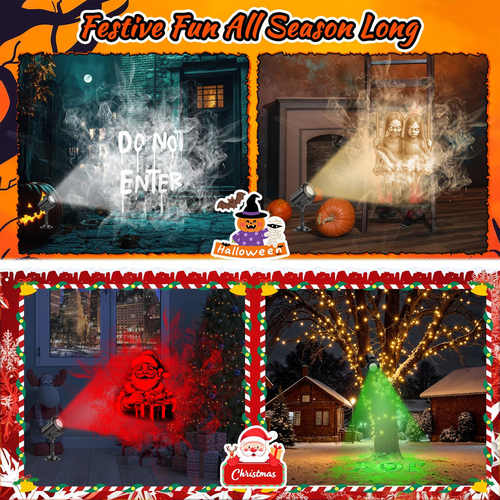 HoneyFair 12 in 1 Halloween Decorations Outdoor 3D Dynamic Projector Light