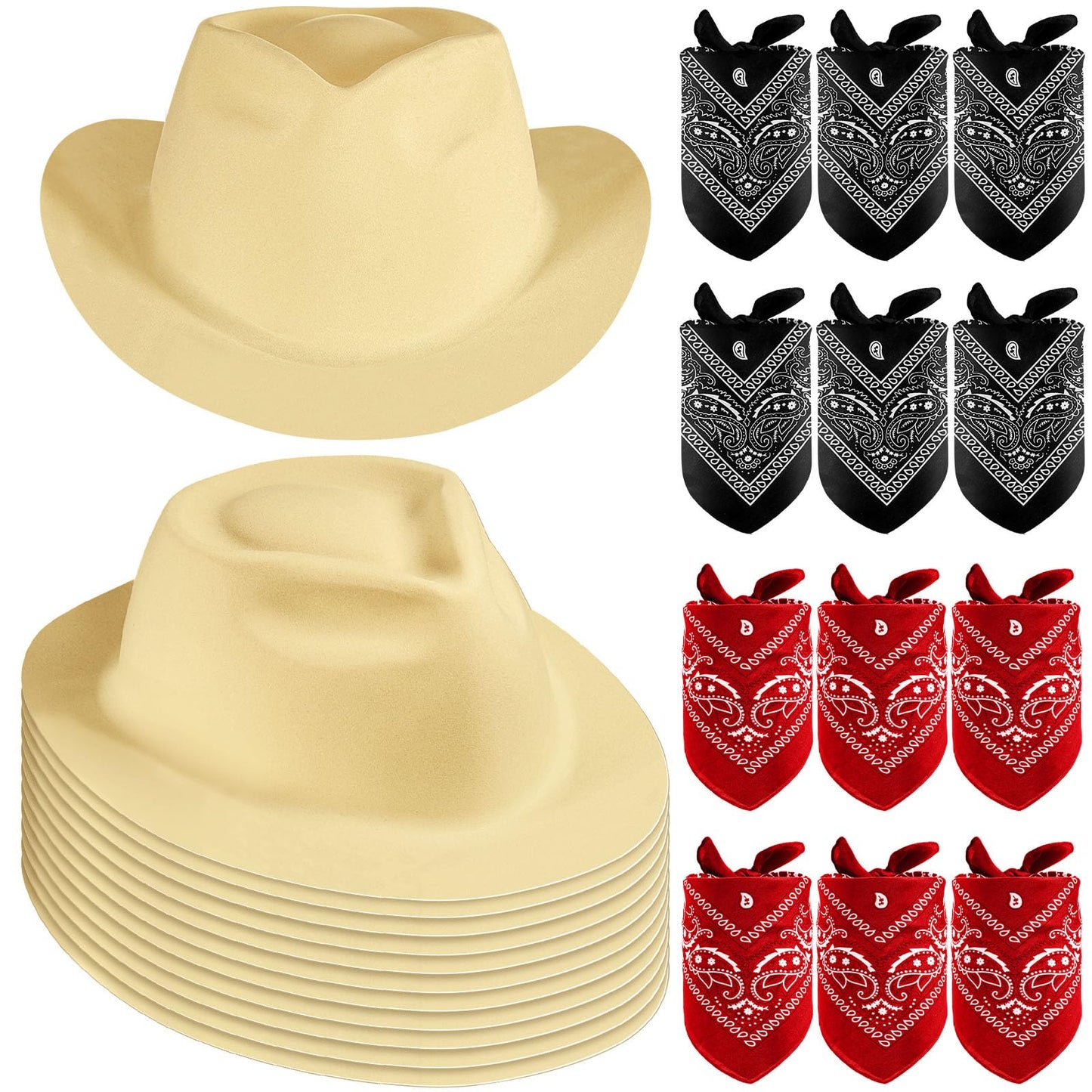 Western Cowboy Hats with Bandanas for Party Photo Props