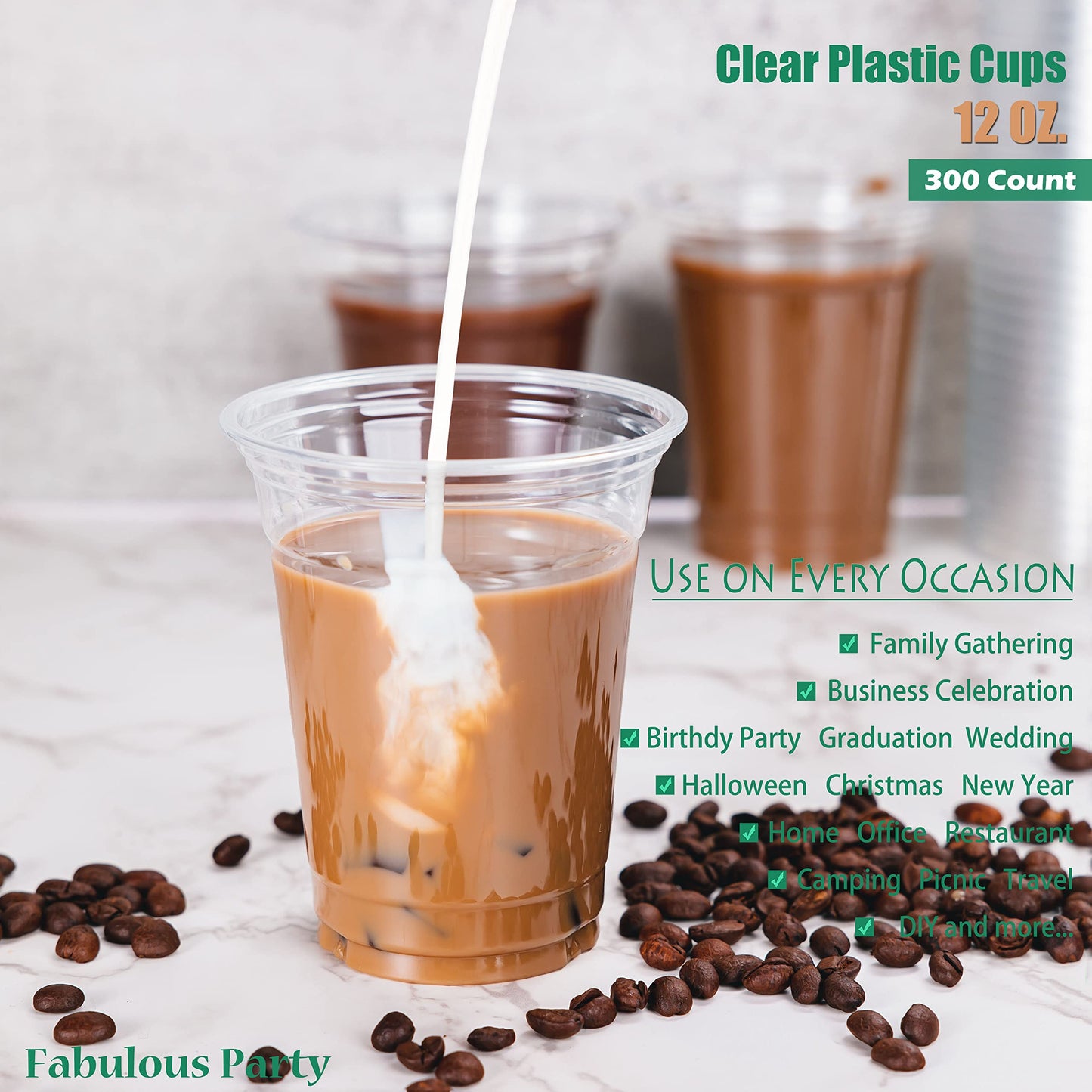 Clear Plastic Party Cups for Drinks, Smoothies and Cold Beverages