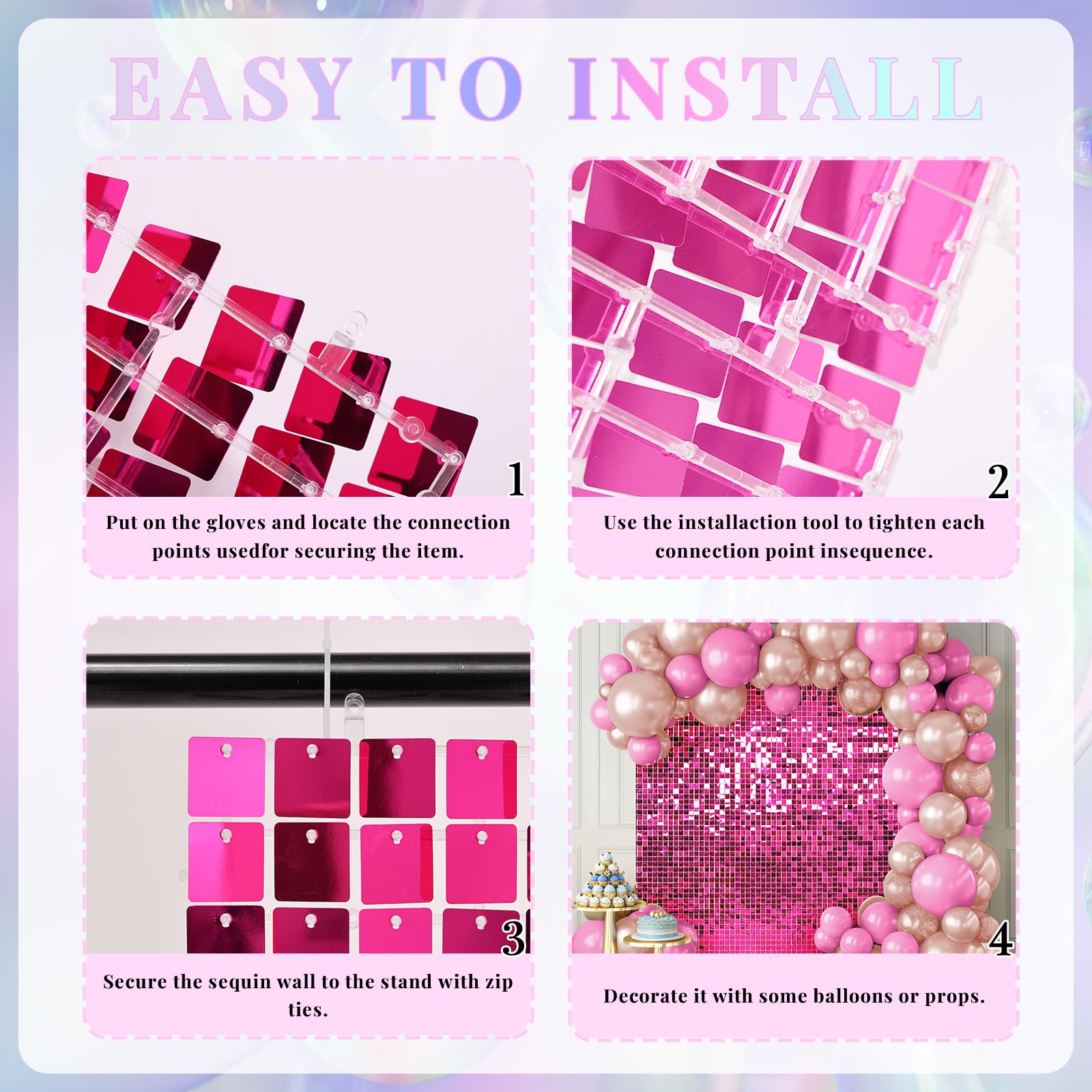 Kate Shimmer Wall Backdorp Decoration for Birthday Party,Wedding, Anniversary