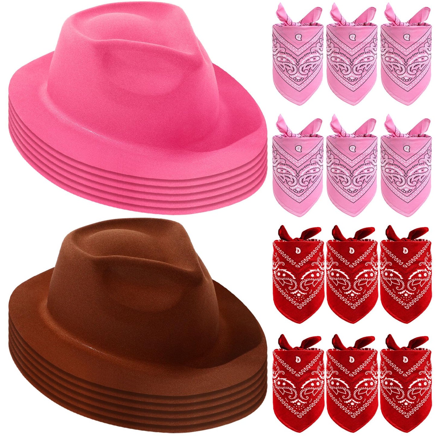 Western Cowboy Hats with Bandanas for Party Photo Props