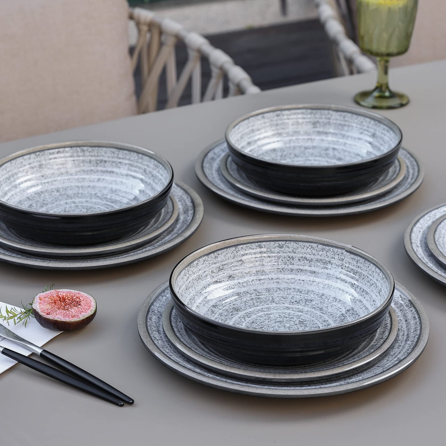 Melamine Dinnerware Set with Plates and Bowls for Everyday Use