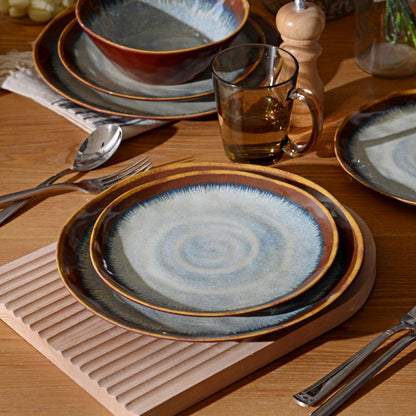 Melamine Dinnerware Set with Plates and Bowls for Indoor and Outdoor Use