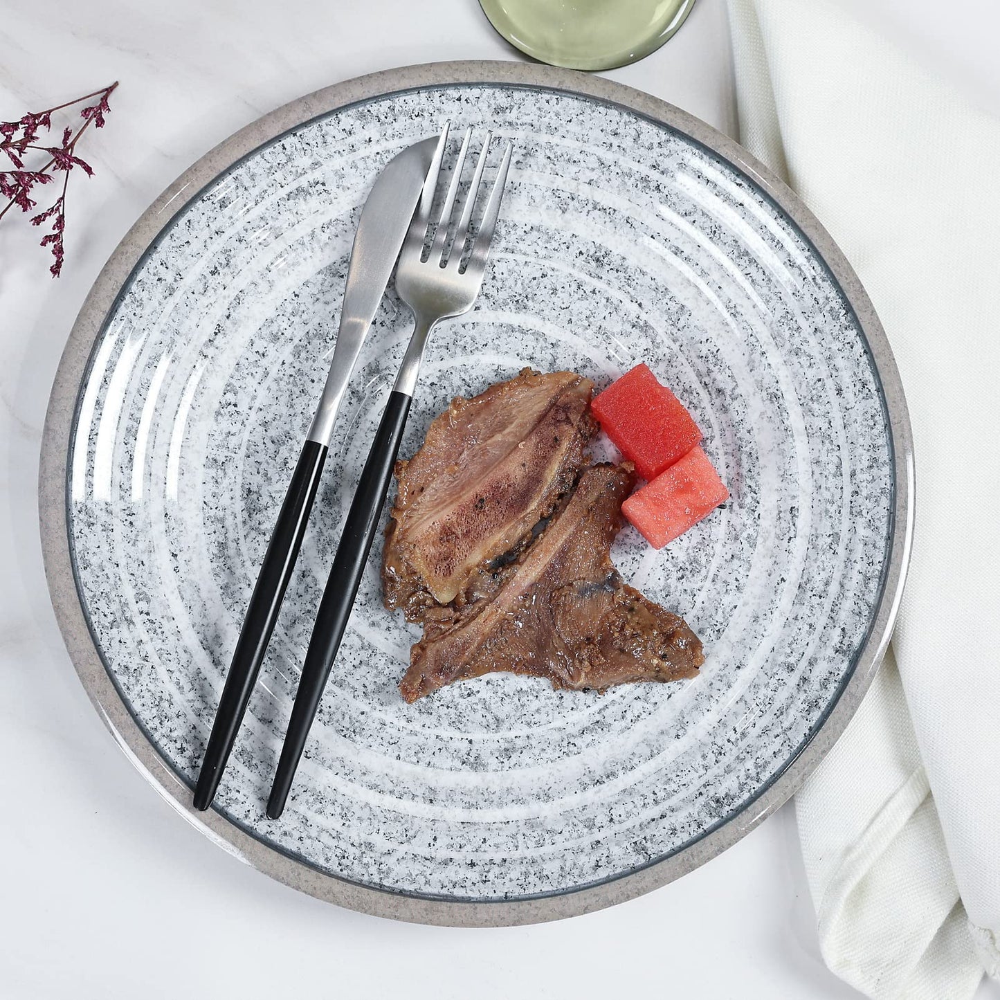 Melamine Dinnerware Set with Plates and Bowls for Everyday Use