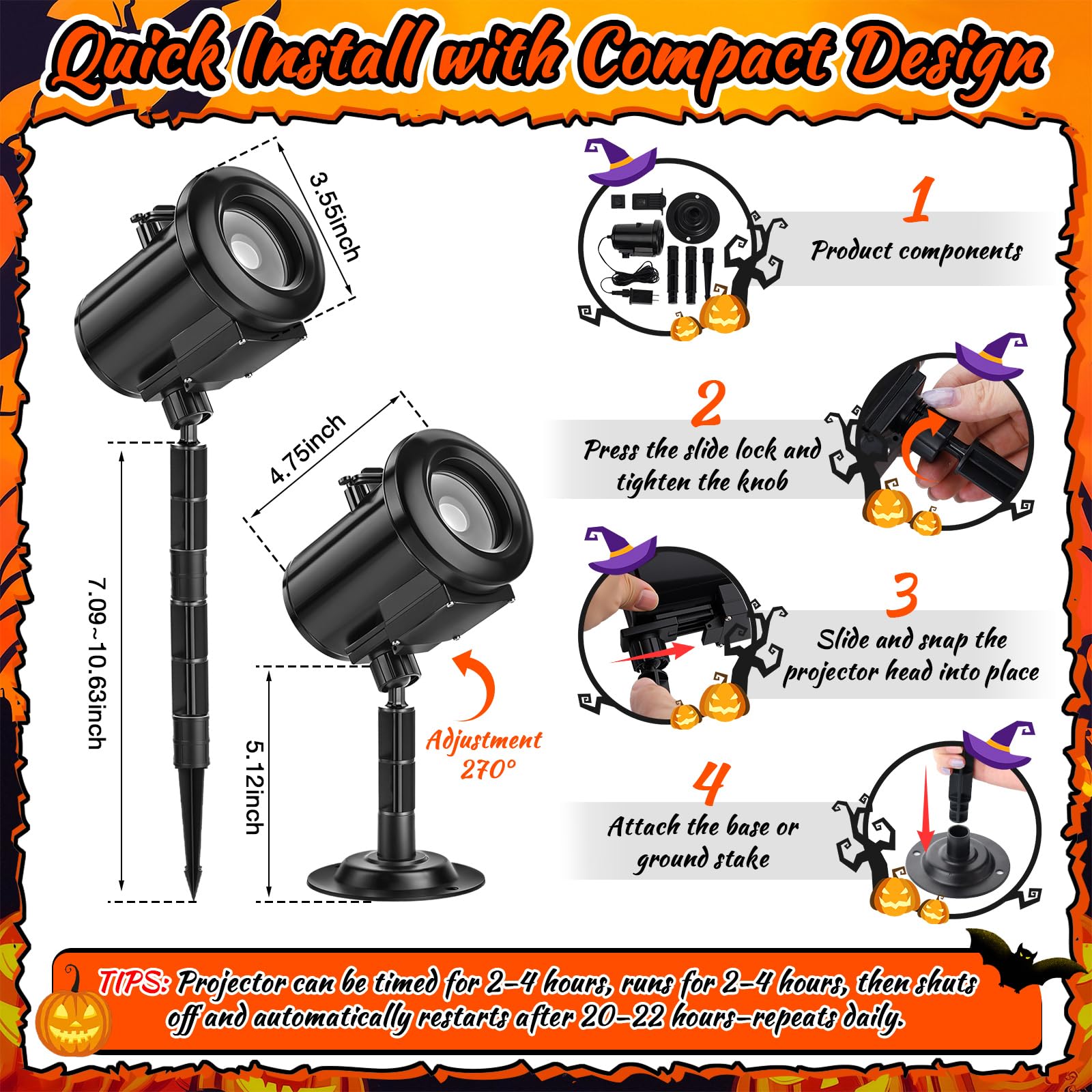 HoneyFair 12 in 1 Halloween Decorations Outdoor 3D Dynamic Projector Light