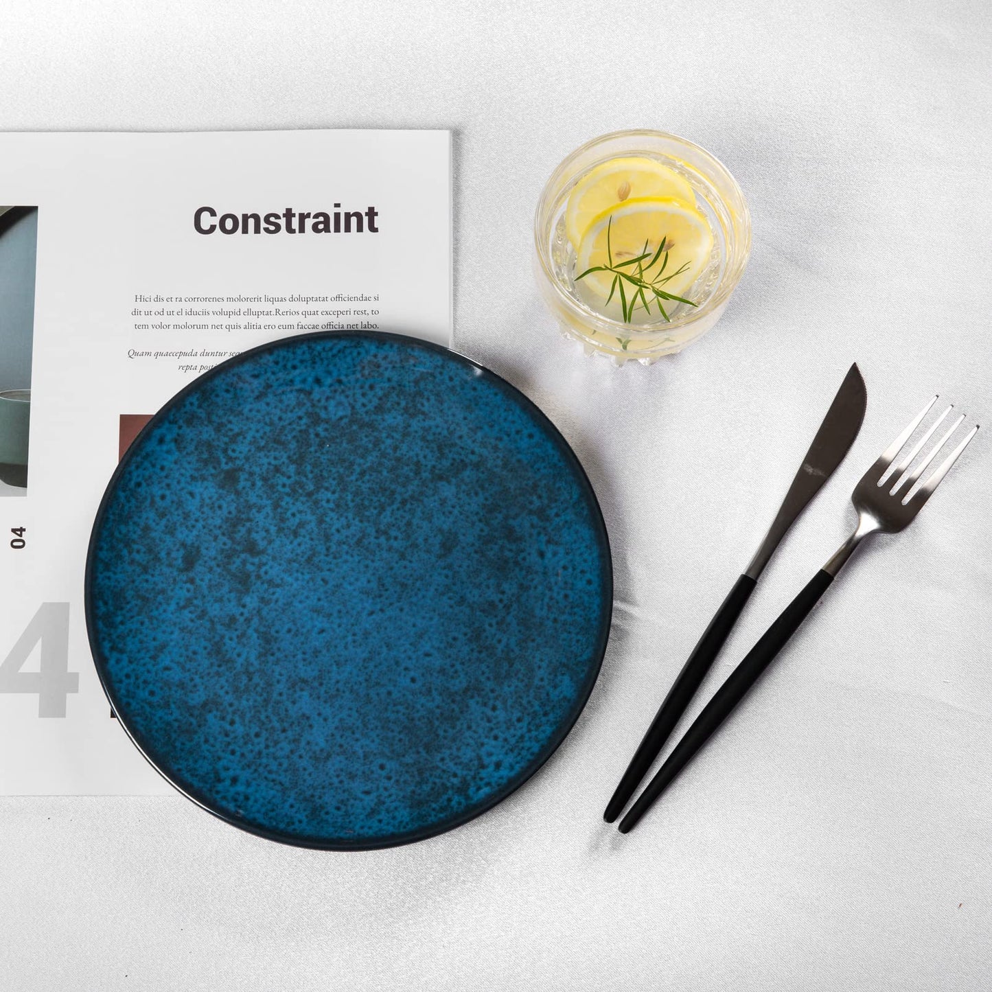 Blue Melamine Dinnerware Set with Plates and Bowls for Everyday Use