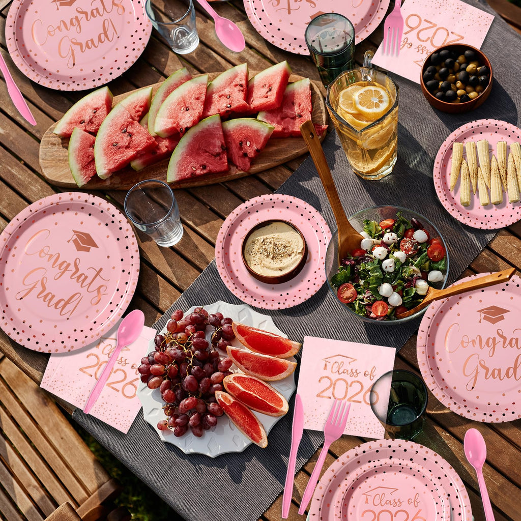MASHAN white graduation plates and napkins set