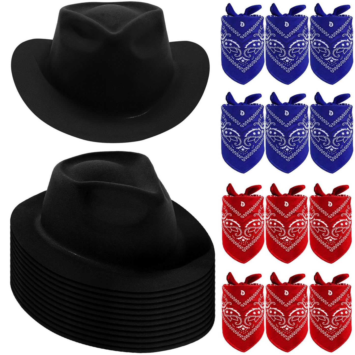 Western Cowboy Hats with Bandanas for Party Photo Props
