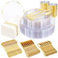 Elegant Disposable Dinnerware Set with Plates, Cups and Cutlery