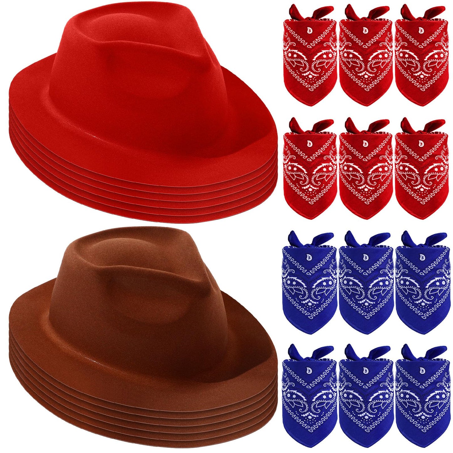 Western Cowboy Hats with Bandanas for Party Photo Props