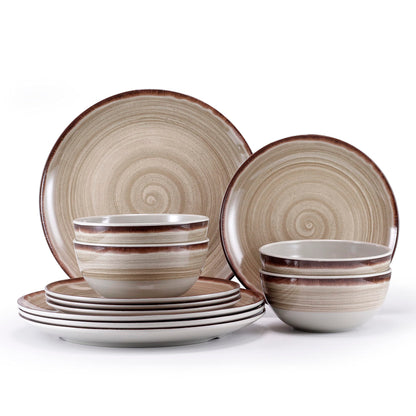 Green Melamine Dinnerware Set with Plates and Bowls for Camping and RV Use