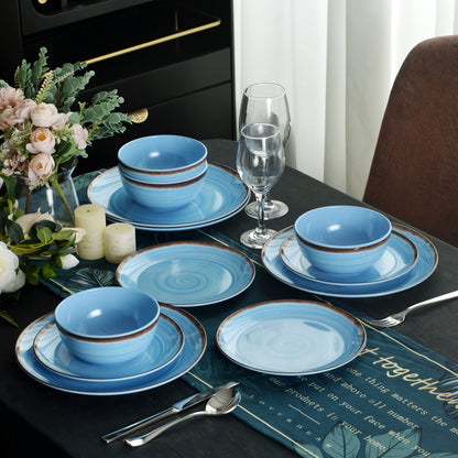 Green Melamine Dinnerware Set with Plates and Bowls for Camping and RV Use