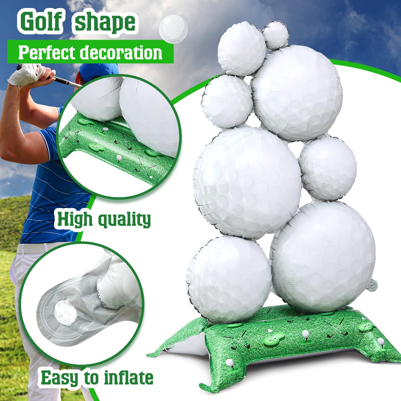 Giant Golf Ball Foil Balloon for Sports Theme Party Decor