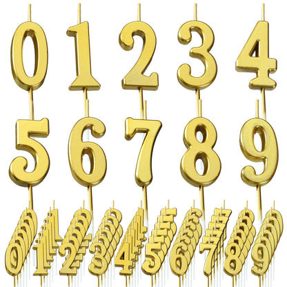 Gold Number Birthday Candles for Cake and Party Decorations